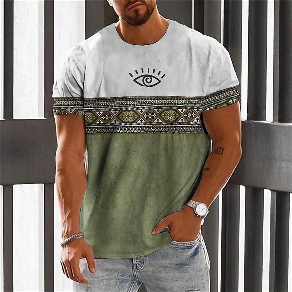 ETST 03 Afrikaanse kleding voor mannen Dashiki T-shirt traditionele kleding korte mouw casual retro streetwear vintage etnische stijl M