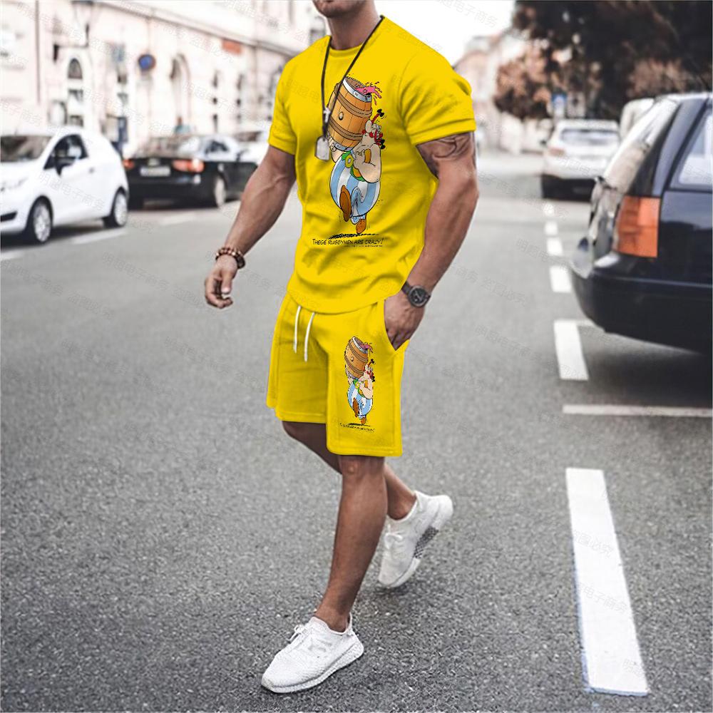ETST WENDY Asterix Obelix Deze Rugby zijn gekke oversized T-shirtsets voor herenkleding, shorts, streetwear, 3D-bedrukte tops, T-shirts 4XL