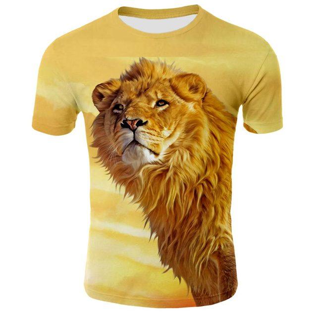 Baibao QIQI Nieuwe Cool Lion Grafische 3D Heren T-shirt Unisex Mode Dier Oversized Shirt O'Neck Ademend Korte Mouw Casual Tops & tees XL