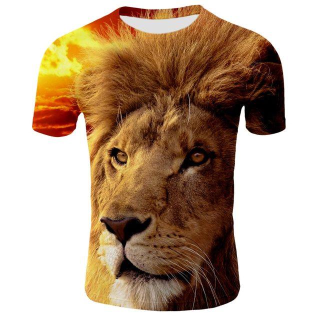 Baibao QIQI Nieuwe Cool Lion Grafische 3D Heren T-shirt Unisex Mode Dier Oversized Shirt O'Neck Ademend Korte Mouw Casual Tops & tees XL
