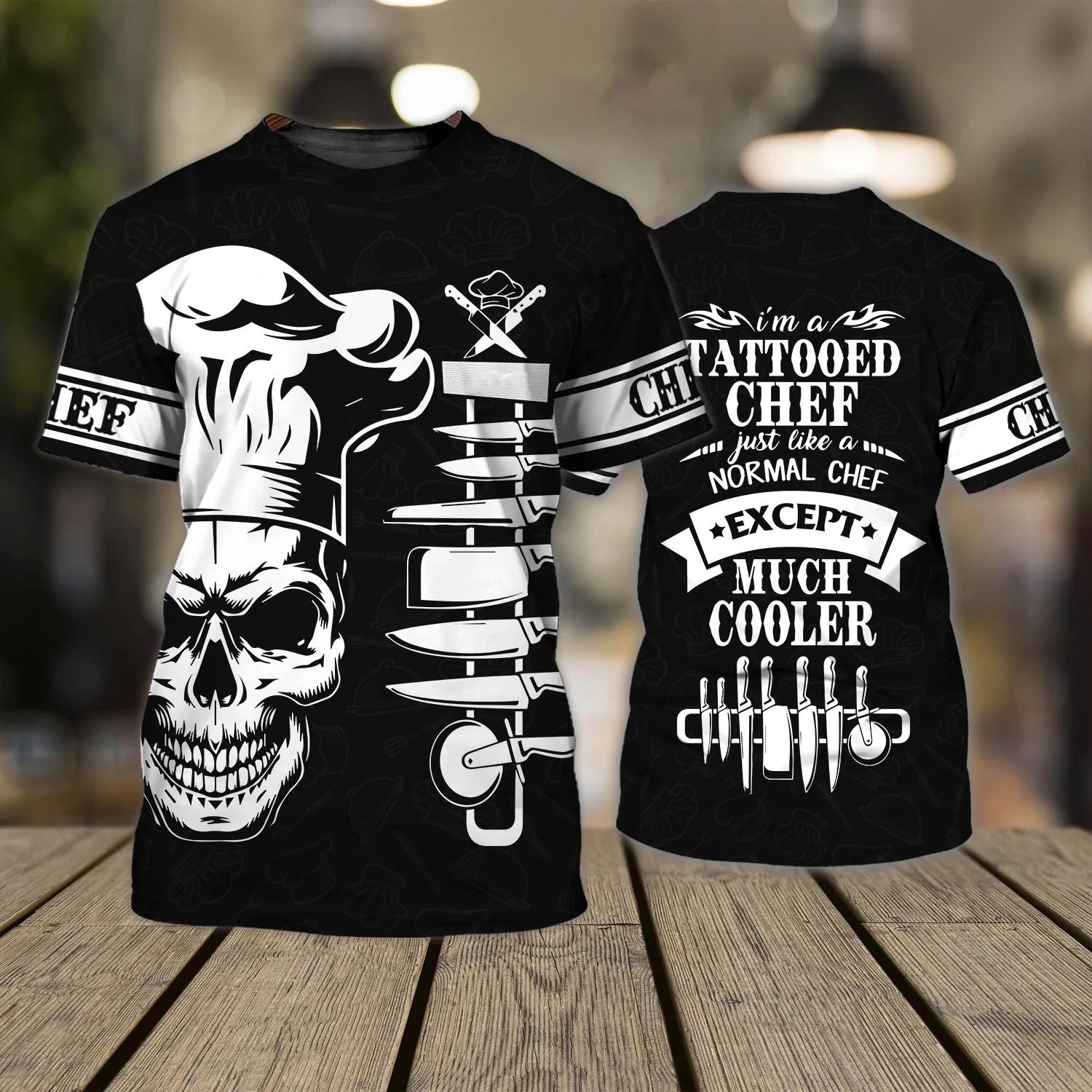 Xin nan zhuang Heren T-shirt Chef Breed Oversized Tops Punk 3D Print T-shirt Mannelijk Casual Mode Zomer Ronde Hals Korte Mouw Dagelijks 6XL