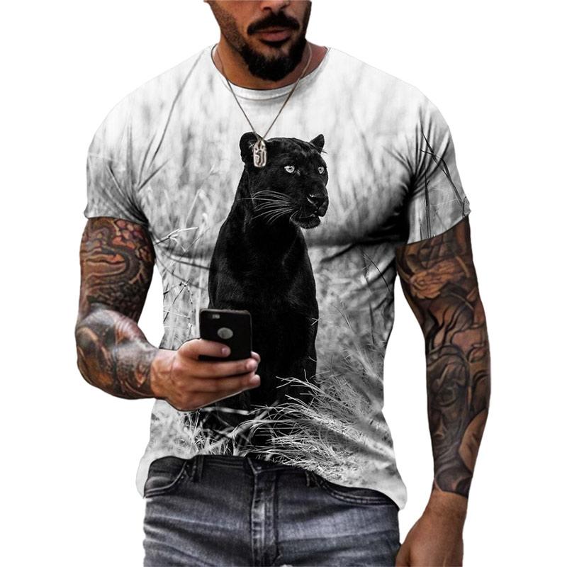 Baibao QIQI Nieuwe 3D Animal Panther Grafische T-shirts Zomer Mode Mannen Casual Streetwear Trend Persoonlijkheid Print Ronde Hals Korte Mouw Tee 6XL