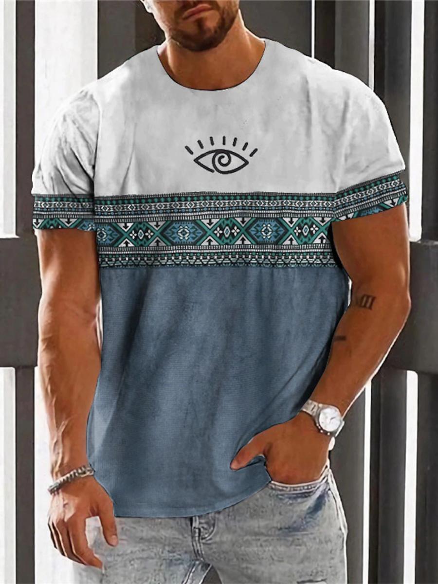 Kukebang Vintage Etnische T-shirt 3D Print Kleding O-hals Mannen Tops Oversized Korte Mouw Tee Zomer Losse Mannelijke Streetwear Herenkleding 2XL