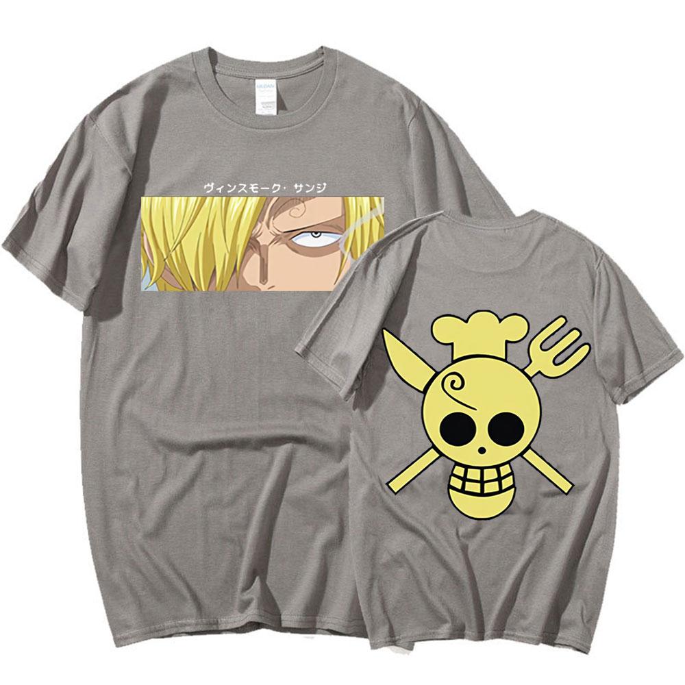 Nihao Anime Sanji T-shirts Mannen Harajuku Mode T-shirt Unisex Katoen Korte Mouw Losse T-shirt Oversized Tops Manga Streetwear L