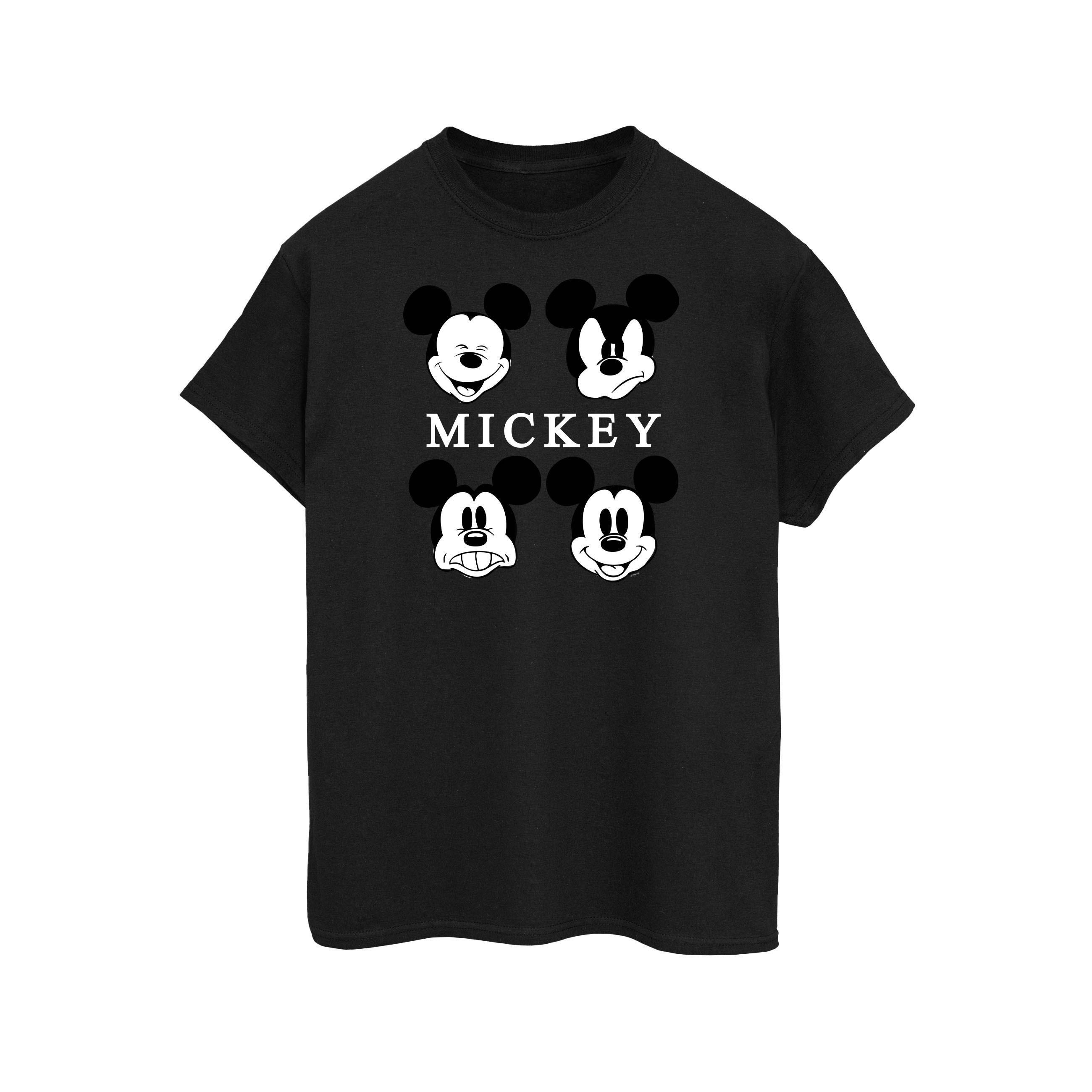 Disney heren vier hoofden Mickey Mouse katoenen T-shirt M zwart