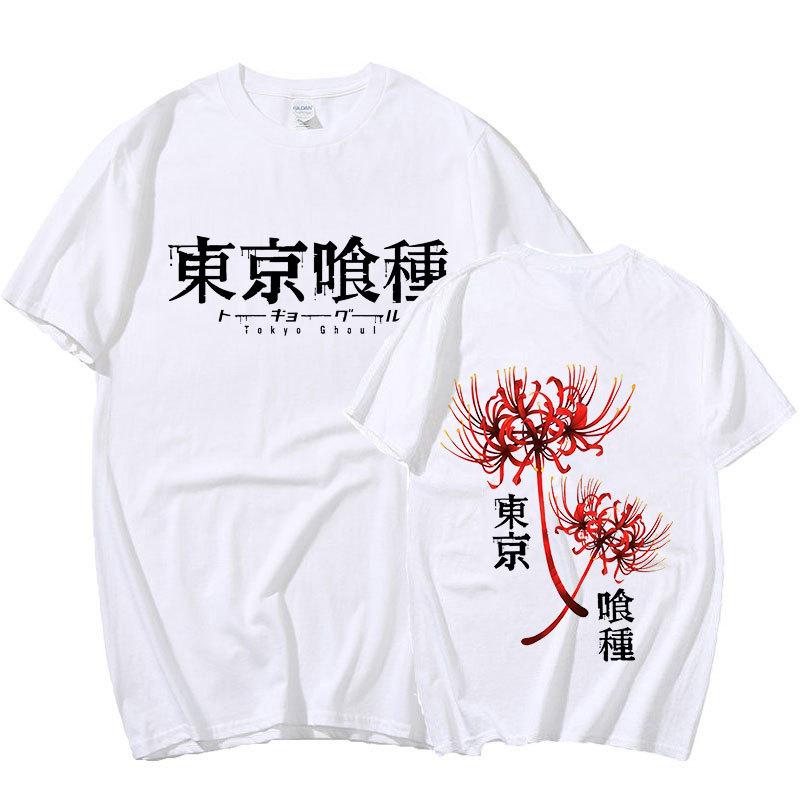 HU5RN Tokyo Ghoul Japanse Anime Harajuku T-shirt Casual Cool Afdrukken Korte mouwen Katoen Zomer T-shirt Hip Hop T-shirt Manga Grafische Tops Tees Street chic L