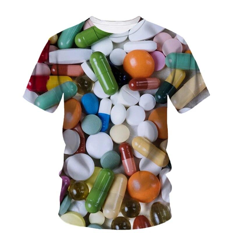 ETST WENDY Mode Originaliteit Pil grafische t-shirts voor mannen Casual Boheemse persoonlijkheid Trend Fun Gedrukte T-shirts met ronde hals en korte mouwen 6XL
