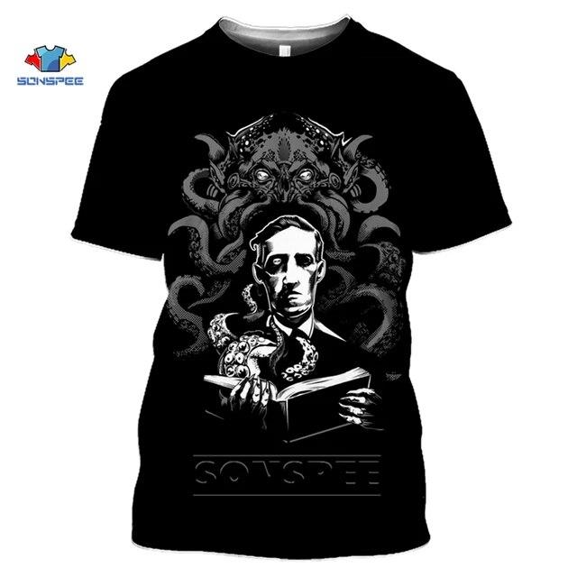 Baibao QIQI 3D Print T-shirt Cthulhu en Lovecraft Miskatonic T-shirt voor heren Call of Cthulhu Grappige Crewneck Zomertop Dames XL