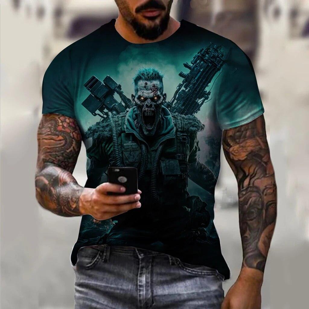 Bobby 2 Vintage Skelet Soldaat 3d Print Heren T-shirt Zomer Casual Ronde Hals Korte Mouw Tee Fashion Oversized Tops T-shirts Voor mannen XL