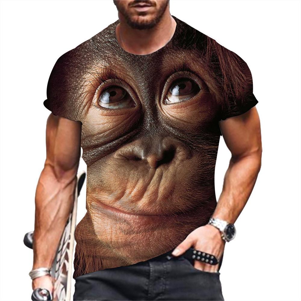 Chengyu Mannen T-shirts Mode Aap 3D Print Tops Korte Mouw Casual Zomer T-shirt Mannelijke Grappige Kleding O-hals Losse Oversized shirt 6XL