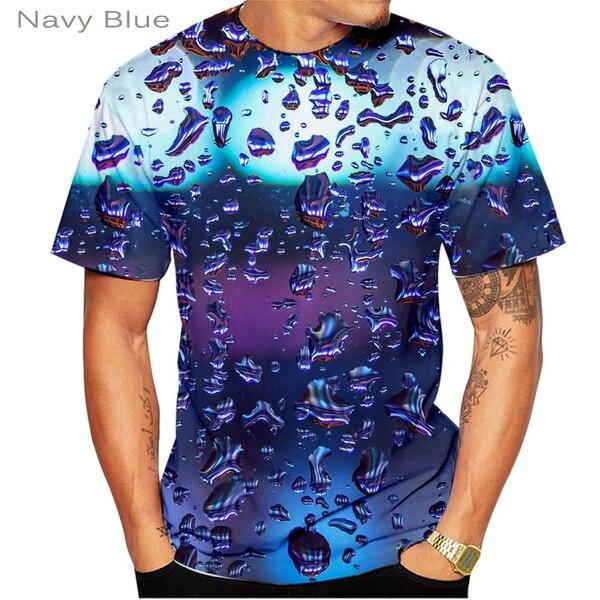 Subilier Mode Regendruppel 3D Print T-shirt Zomer Nieuwe Mannen/Vrouwen Sport T-shirts Over zwart