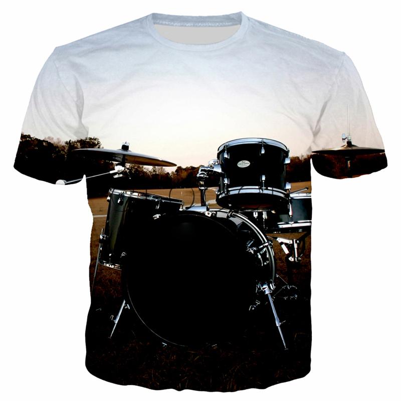 Kukebang zomer Elektronische Drum Muzikale 3D Print Muziekinstrument heren T-shirt Instrument Rock Muziek Stijl Hip-Hop Tops Casual Korte Mouw XL