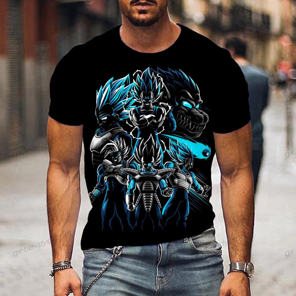 ETST 011 2024 Dragon Ball Z Oversized Heren T-shirt Heren T-shirt Trend Goku Kinder Vegeta Kleding Korte Mouw 4XL