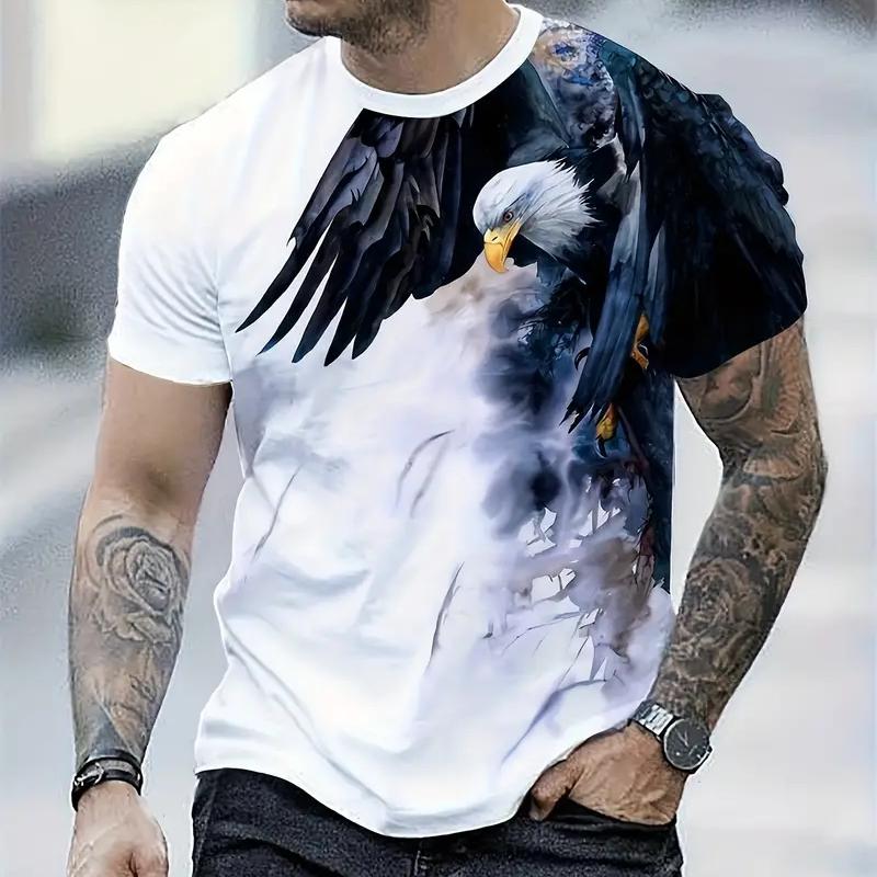 Etst 003 Retro T-shirt voor heren Eagle 3D-print Korte mouwen T-shirts Zomer Casual Snel drogend Los Oversized T-shirt Herenkleding Streetwear XL