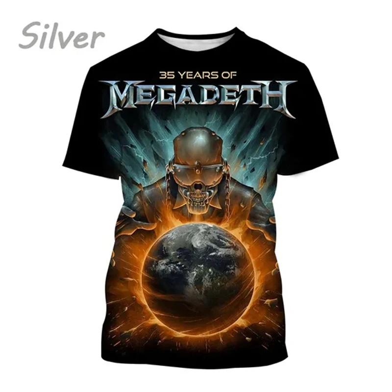Laoxu Heavy Metal Rock Band Megadeth 3D geprinte T-shirts Zomer Mannen/Vrouwen Wilde Stijl Hip Hop Korte Mouw T-shirt Top Oversized Streetwear M zwart