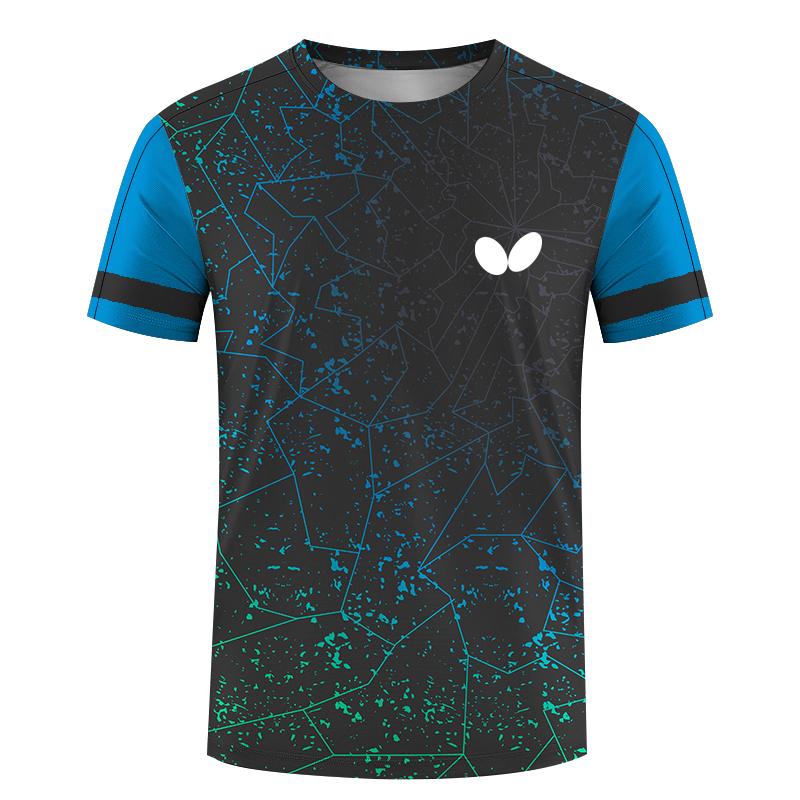 ForYourBeauty Zomer Heren Tafeltennis T-shirts Snel Droog Korte Mouw Tops Fitness Hardloopshirt Ademend Casual Sportkleding M