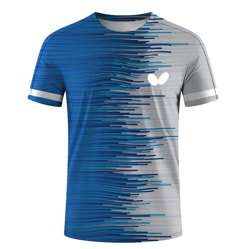 ForYourBeauty Zomer Heren Tafeltennis T-shirts Snel Droog Korte Mouw Tops Fitness Hardloopshirt Ademend Casual Sportkleding M