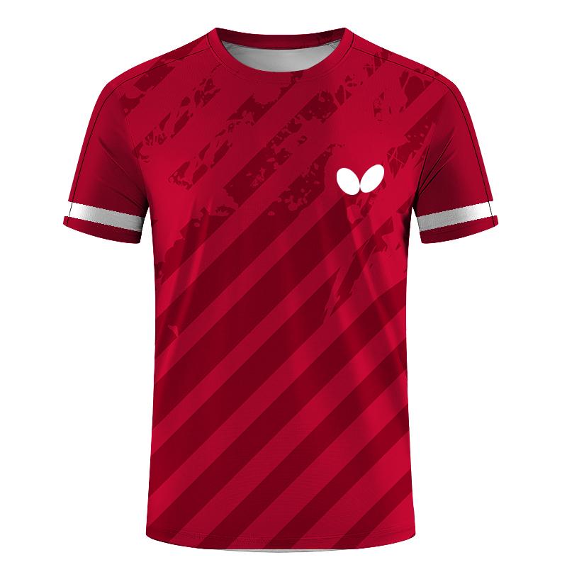 ForYourBeauty Zomer Heren Tafeltennis T-shirts Snel Droog Korte Mouw Tops Fitness Hardloopshirt Ademend Casual Sportkleding L