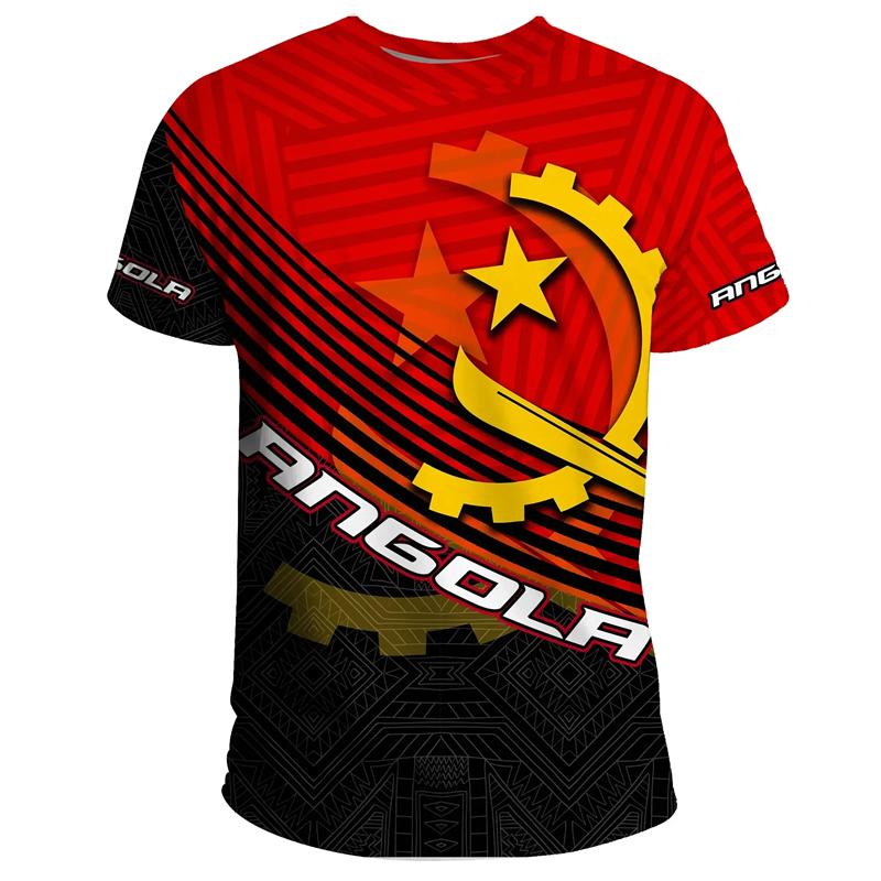 ETST 005 Angola Wapen T-shirt Voor Heren Zomer 3D Geprinte T-shirts Ronde Hals Korte Mouwen Casual Tops Streetwear Los T-shirt XL