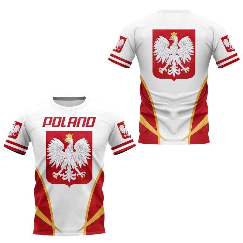 Xuhaijian02 Poland  Flag National Emblem Tshirts 3D Print T-Shirt Summer T Shirt Fashion Kids Casual Boy Girl Unisex Round Neck Tees TShirt 160