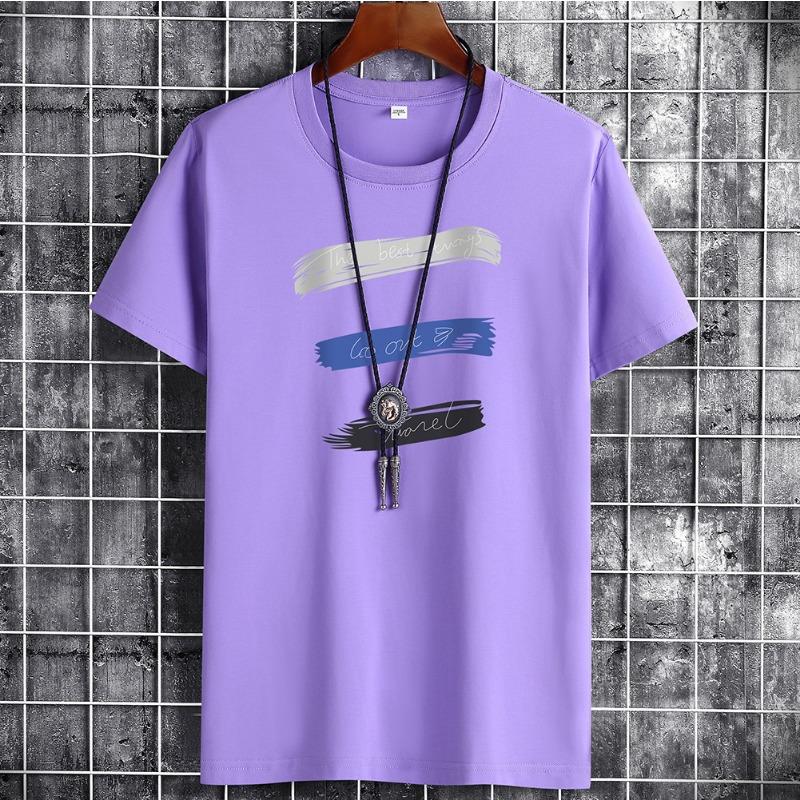 QICED Zomer T-shirt met korte mouwen Heren O-hals Trend Ondershirt L paars