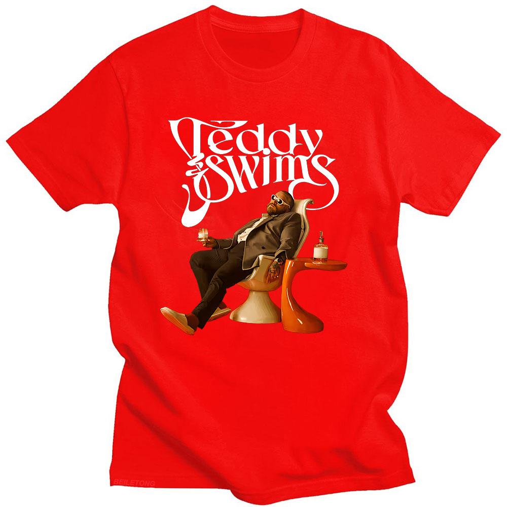 Trendy discount Teddy Swims T-shirt O-hals Grunge T-shirt Korte Mouw Hip Hop Katoen T-shirt Grafische Print Vintage Kleding XXL