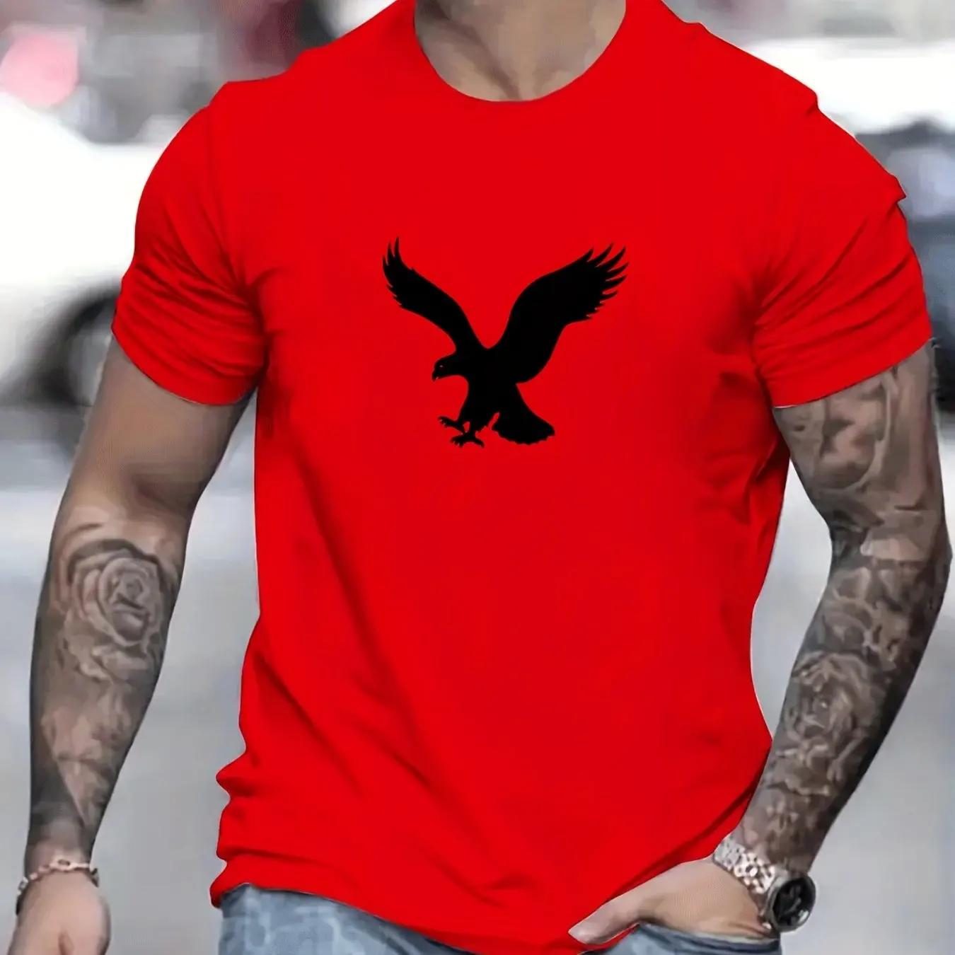 The best product for you Mode Heren T-shirt 3d Eagles Bedrukt Heren Tops Casual Straat Korte Mouw Zomer O-hals T-shirt Voor Heren Oversized Kleding XXXXXL donkergrijze kleur