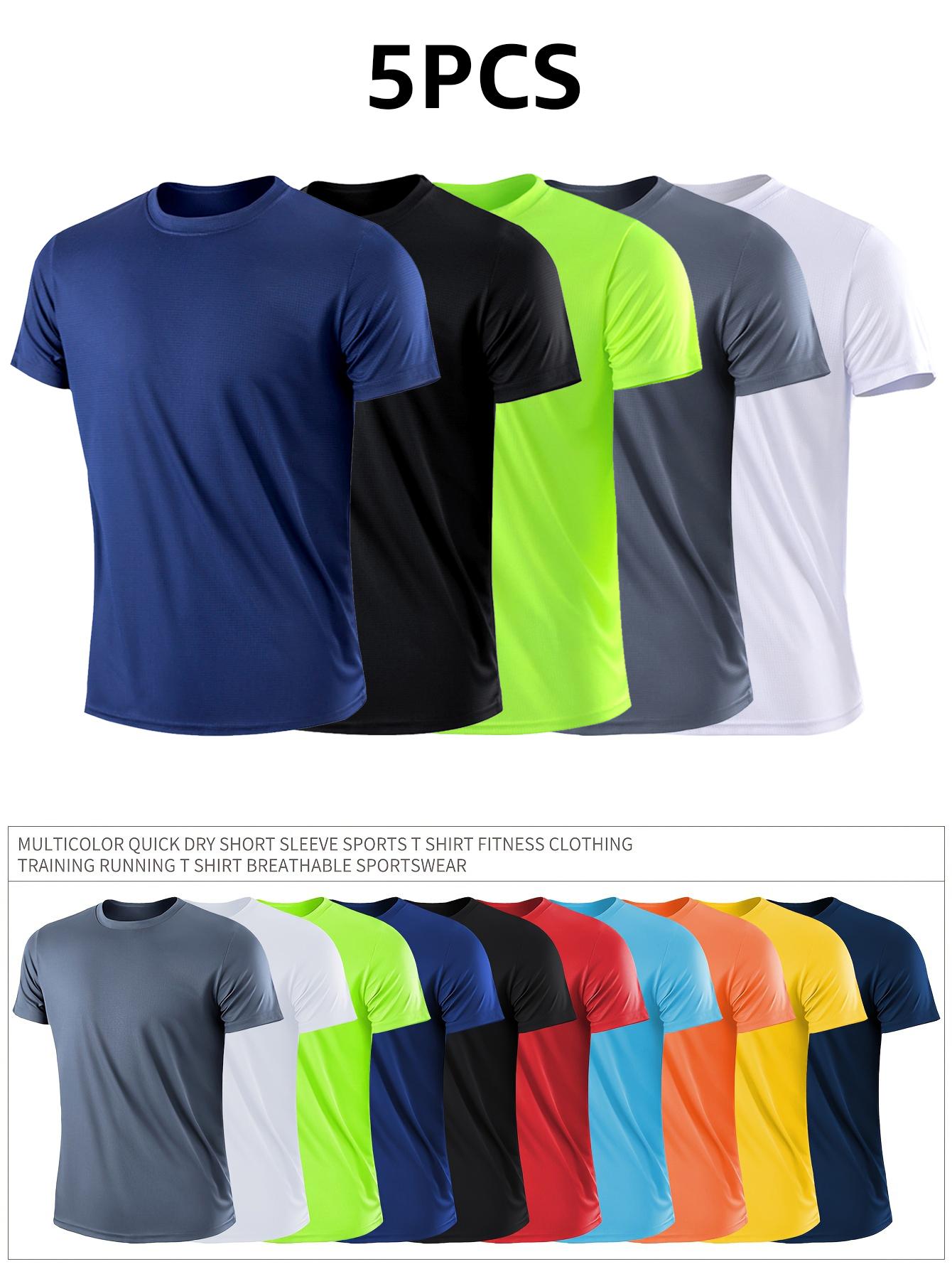 Sports-Sunzel 5 stuks/set heren casual ademende snel drogende korte mouwen sport T-shirts L