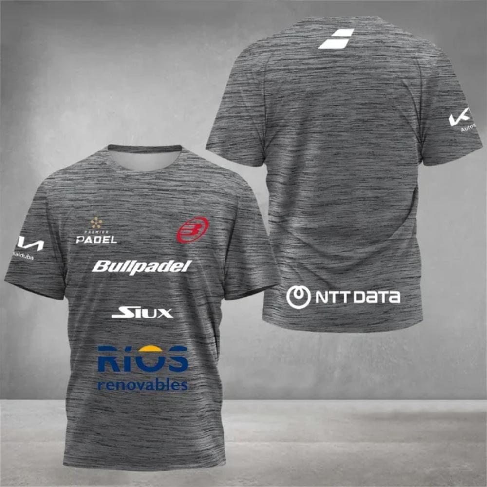ETST35 Padel tennis fan ademend snel drogend T-shirt, heren tennis training top, 3D geprinte zomer kleding met korte mouwen, rond 4XL