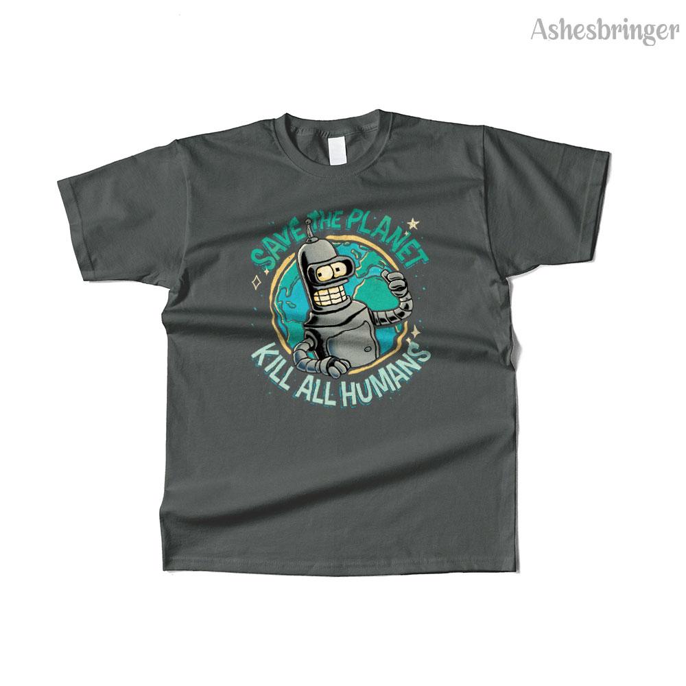 Comfortable season Mens Cotton Save the Planet, Kill All Humans Graphic Retro Funny T Shirt Street Casual Style Tee for Men and Women L