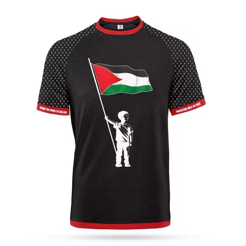 ForYourBeauty Heren Palestijnse Vlag Jersey T-shirt Ademend 3D-print XL