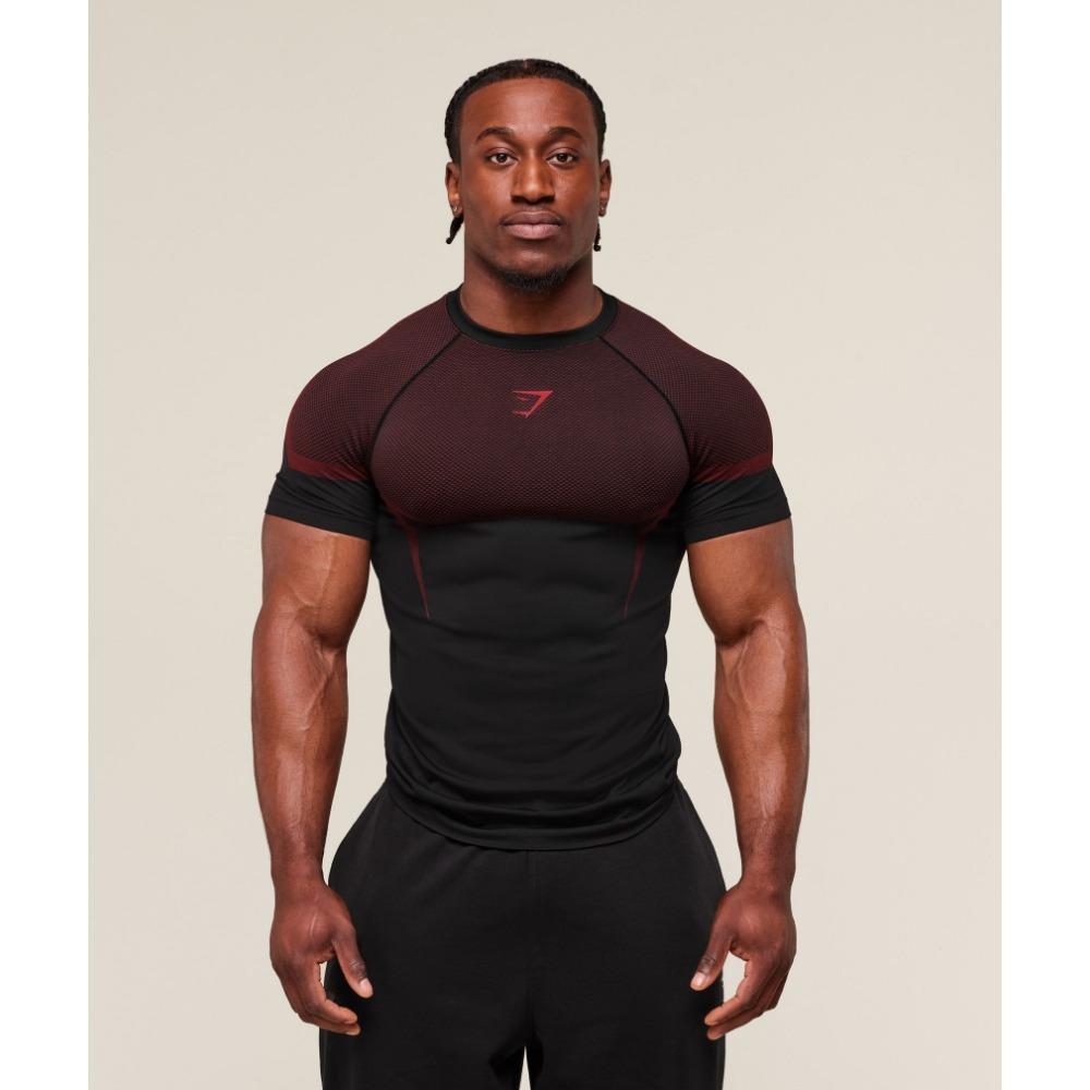ETST28 Heren Hoge Elasticiteit Sneldrogend Sportman T-Shirt Strakke Fitness Training Workout Ademend Zomer Gym Trendy Merk T-SHIRT HEREN M