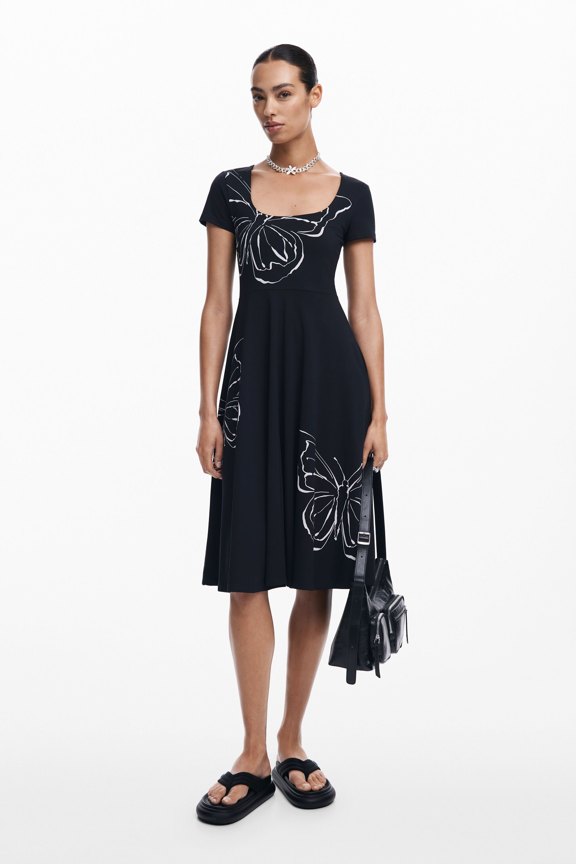 Desigual Vlinder midi-jurk - BLACK
