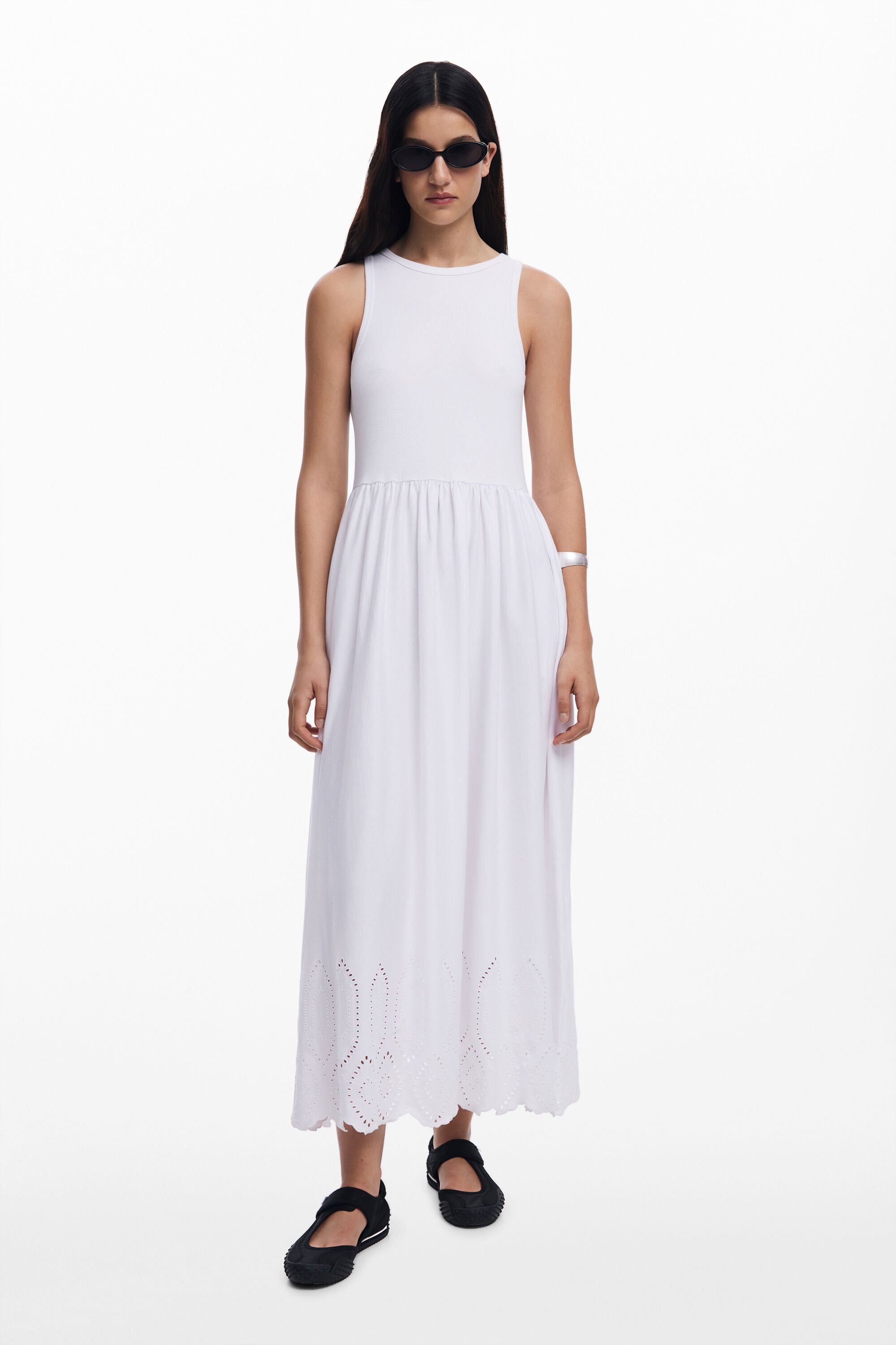 Desigual Lang geborduurd kleed - WHITE