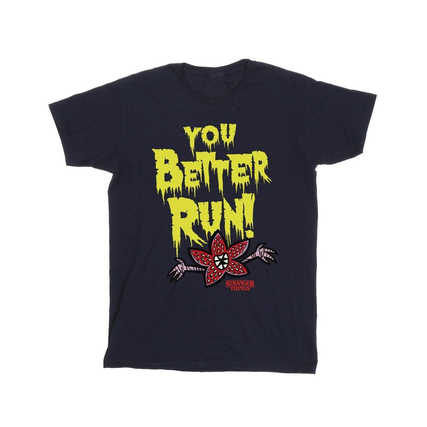 Pertemba FR - Apparel Netflix Heren Stranger Things You Better Run T-shirt 5XL marineblauwe kleur