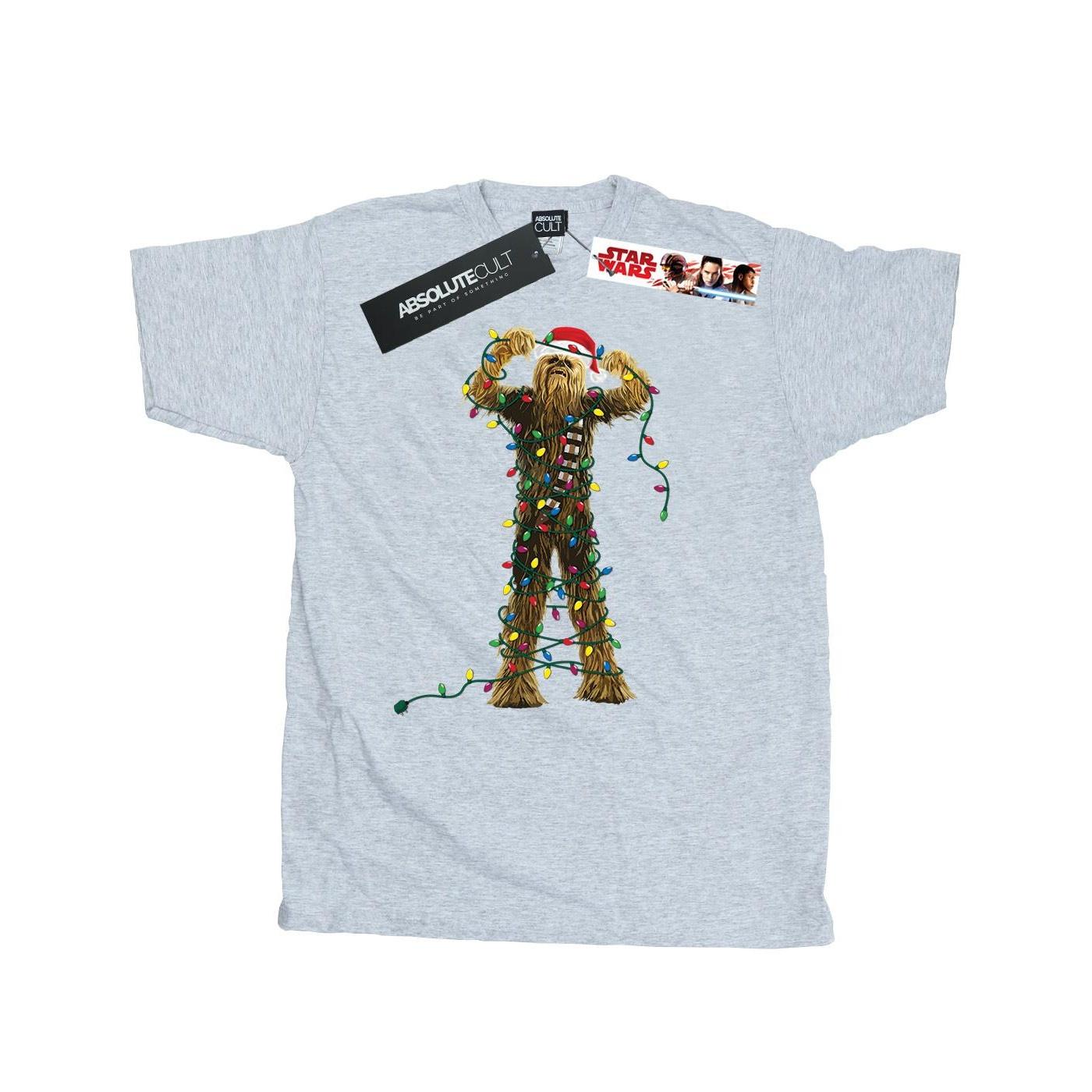 Star Wars Mens Chewbacca Christmas Lights T-Shirt XXL grijs