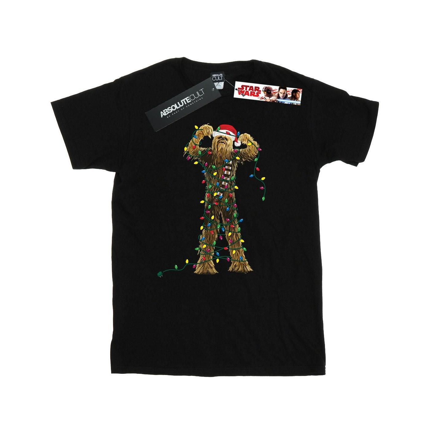 Star Wars Mens Chewbacca Christmas Lights T-Shirt XL