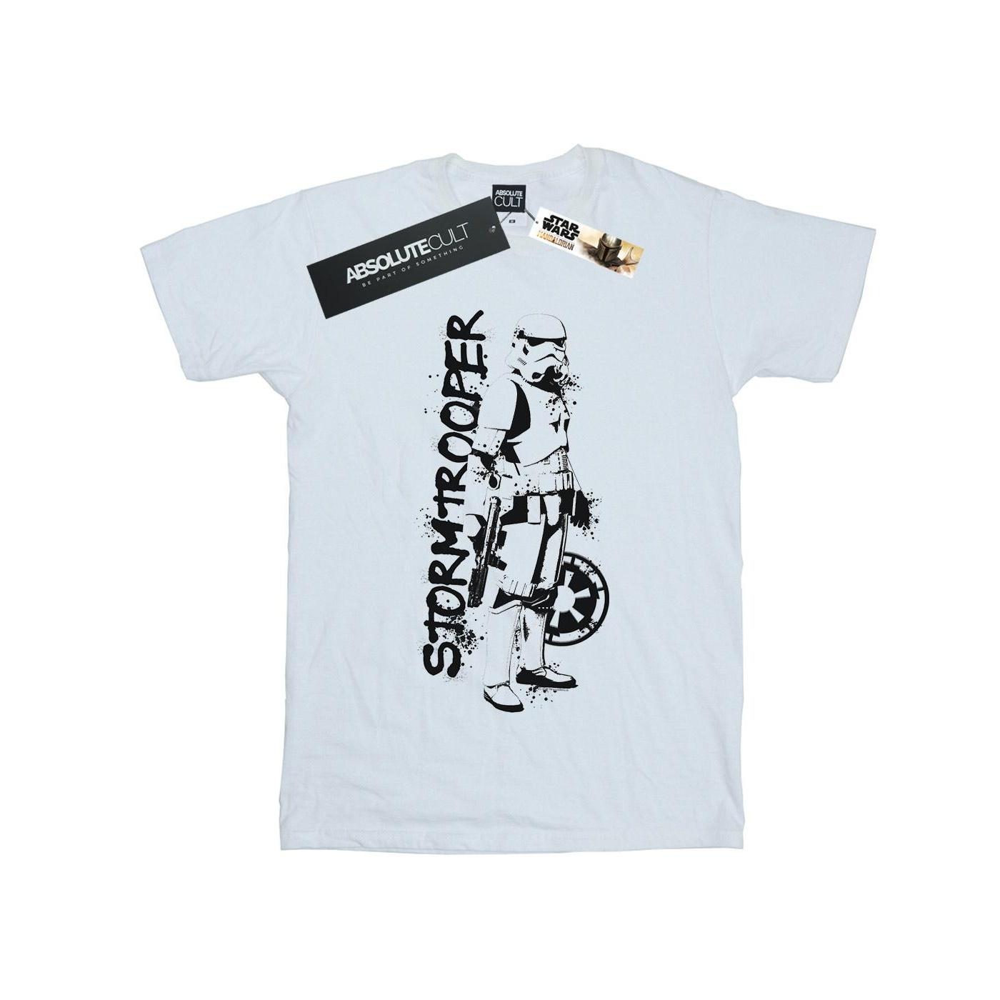 Star Wars Mens The Mandalorian Splat Stormtrooper T-Shirt L wit