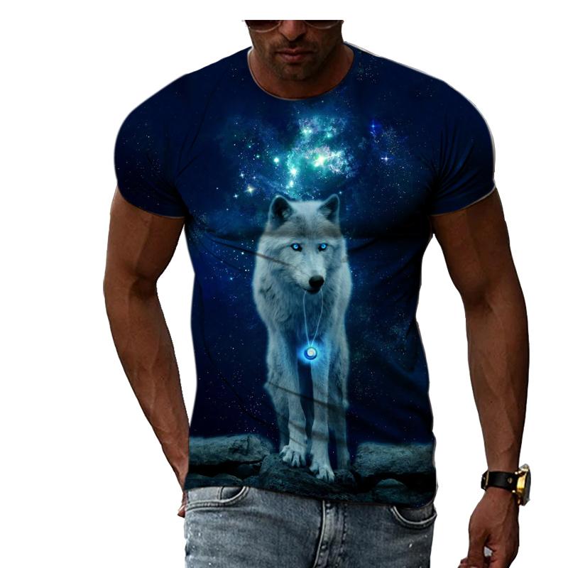 HerSight Lente Zomer Tops Mannen Plus Size Kleding Dier 3D Print T-shirt Paar Wolf Patroon Tees O Hals Korte mouw Top Ademende Man Shirts L