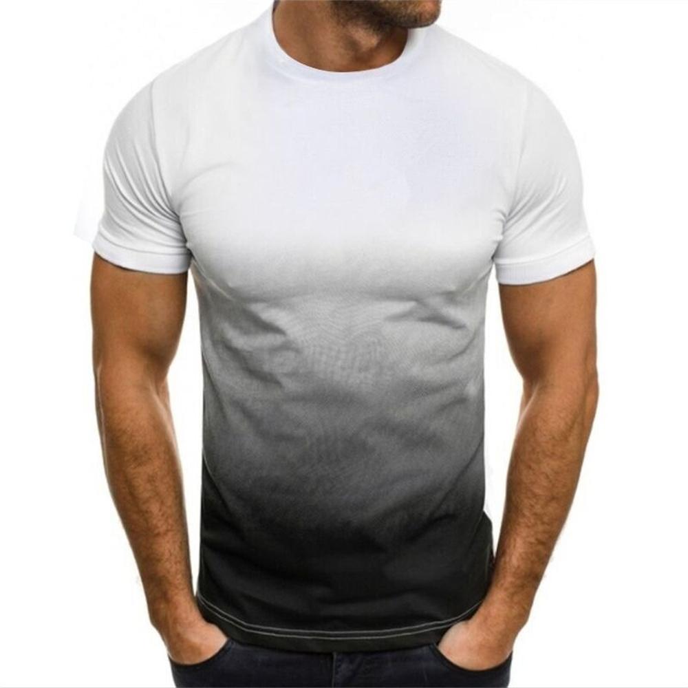 ETST 03 Zomer Populaire Heren T-shirt Dunne Losse Korte Mouw Herenmode Gradiënt Serie 3D Gedrukt Ronde Kraag Vrije Tijd Oversized top M