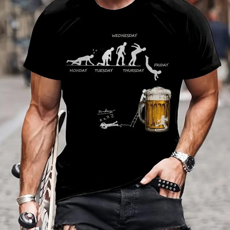 ETST 03 Zomerbier Heren T-shirts 3d Print Grappige T-shirts Polyester Ademend Korte Mouw Losse Tops T-shirts Oversized T-shirt Herenkleding 2XL