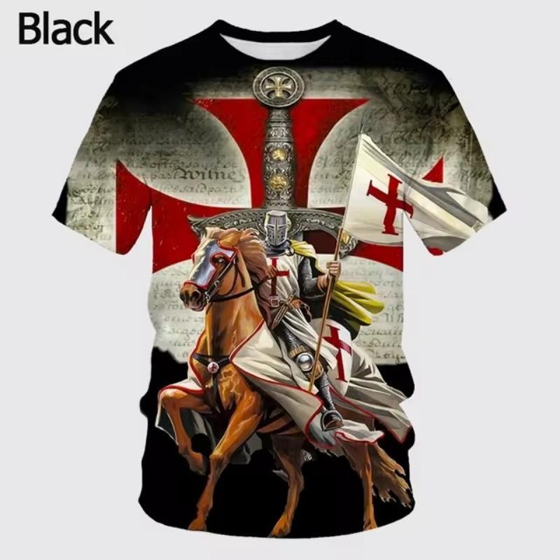 Forever Men zomer Knights Templar Grafisch T-shirt Heren 3D God Wills It Print T-shirts Cruciata Teutonic Order T-shirt Cool Cross Korte Mouw 6XL
