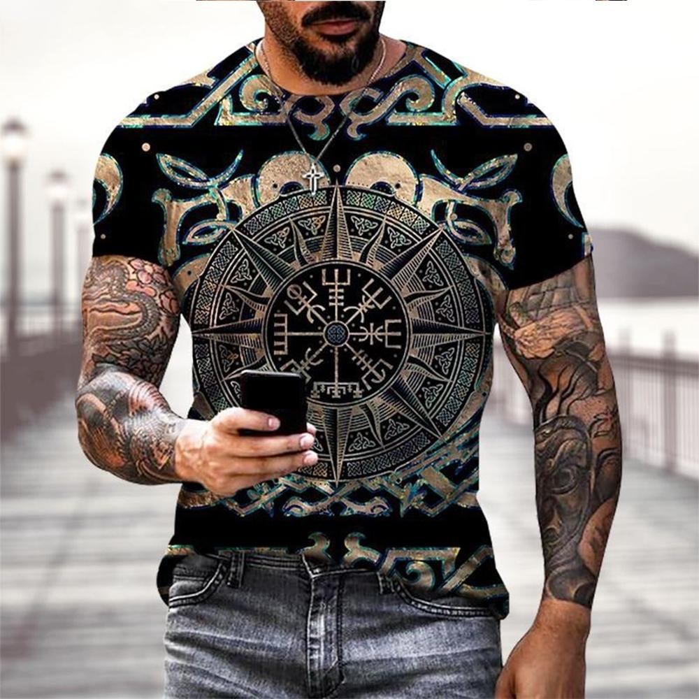 Transmission of love Viking Tattoo 3D Printing T-shirt Herenmode Straat Korte Mouw Tops Dames Zomer Pullover Oversized Tees Meerdere Opties 3XL