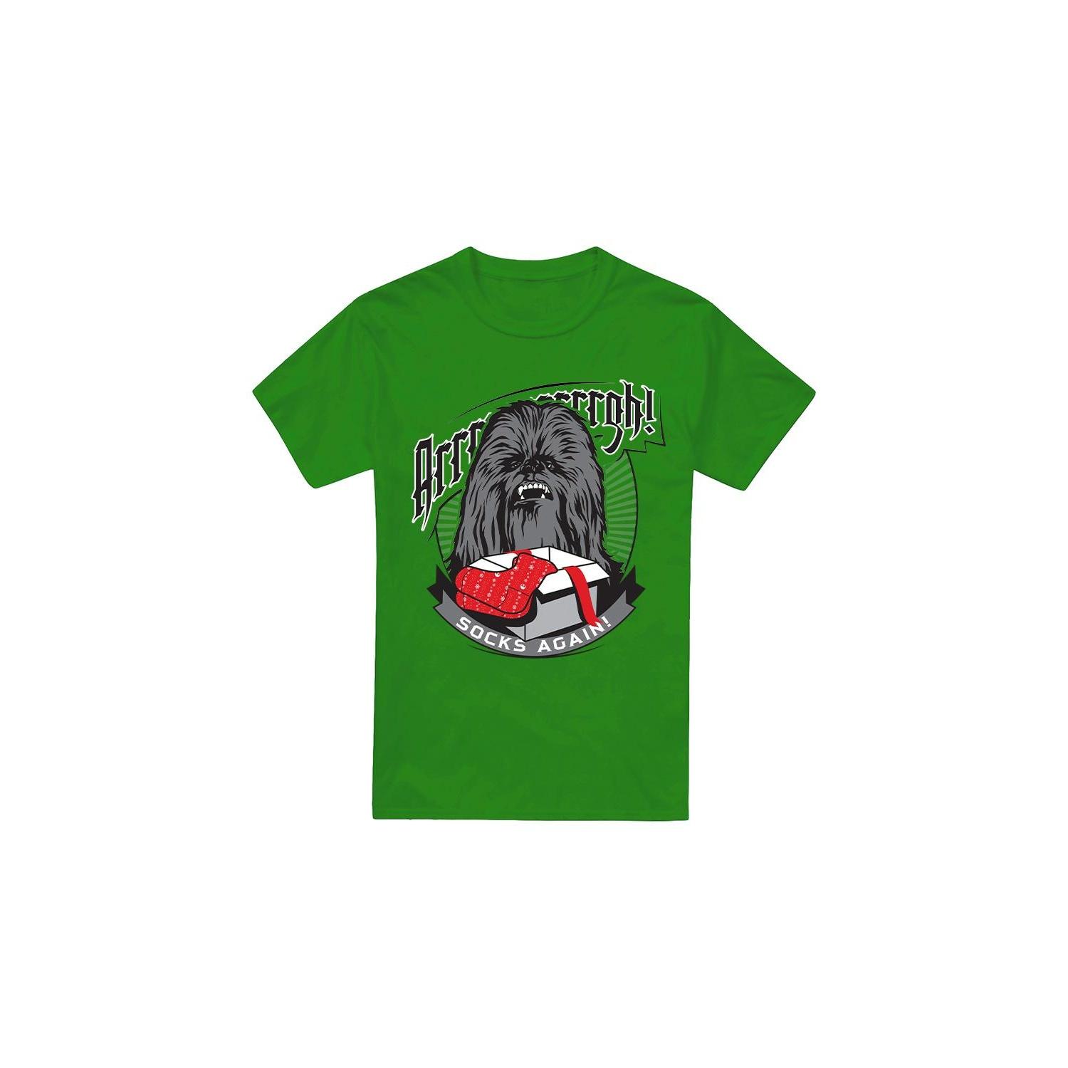 Star Wars Mens Arrrrgh! Socks Again! Chewbacca Christmas T-Shirt S kelly groene kleur