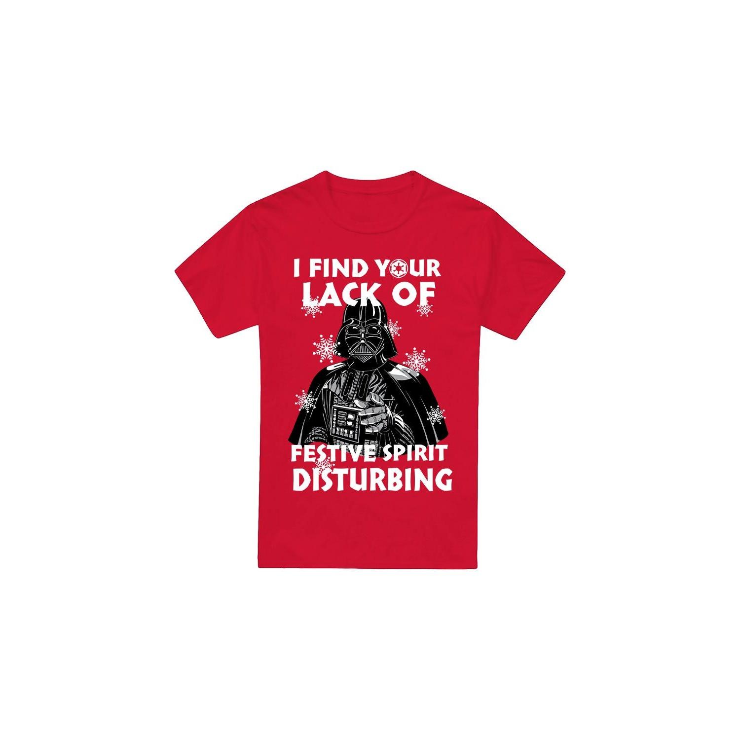 Star Wars Mens Lack Of Spirit Darth Vader Christmas T-Shirt XL rood