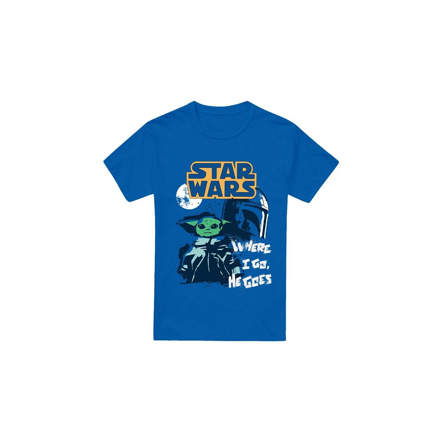 Star Wars Mens Swipe Grogu T-Shirt 3XL koningsblauwe kleur