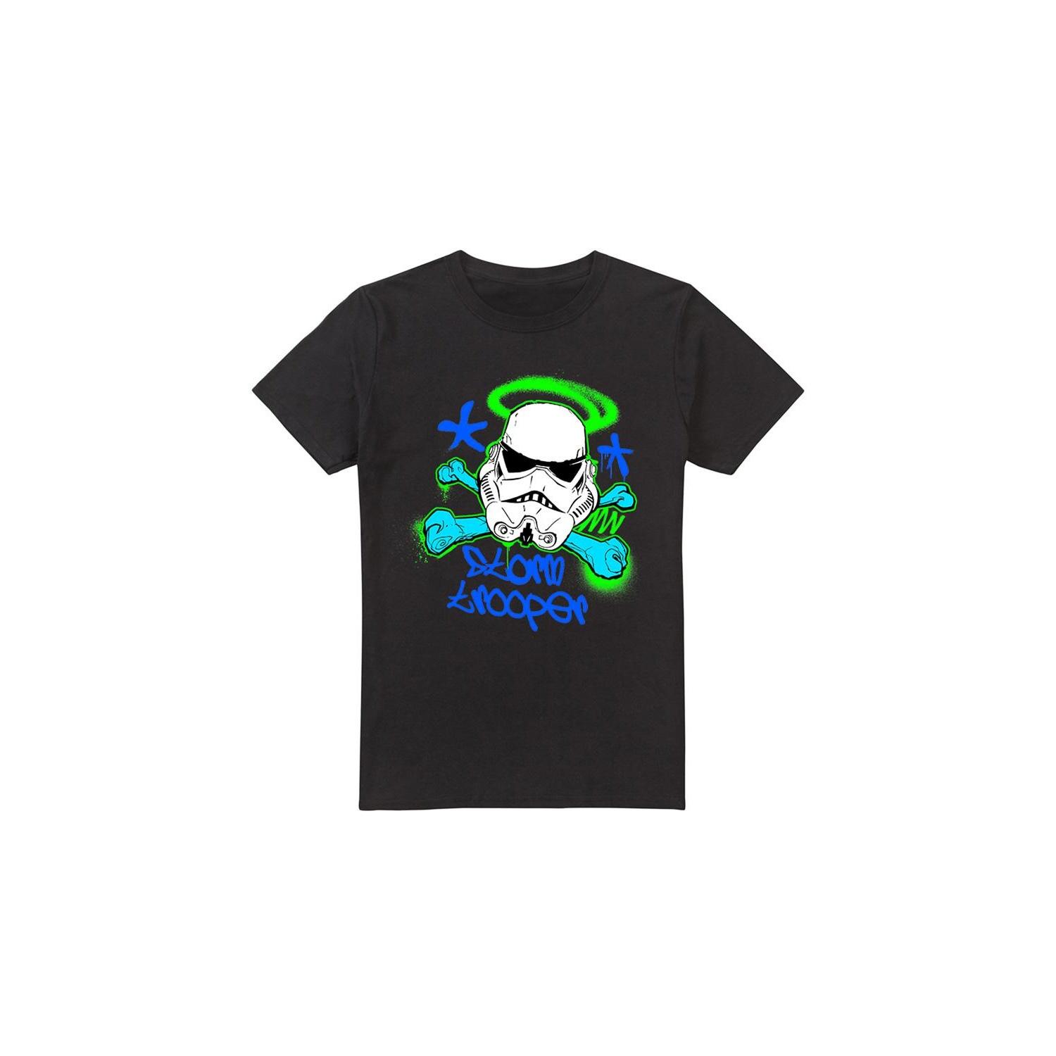 Star Wars Mens Stormtrooper Stencil T-Shirt S zwart
