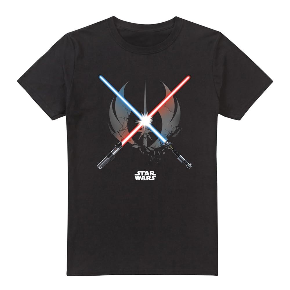 Star Wars Mens Crossed Blades T-Shirt S zwart