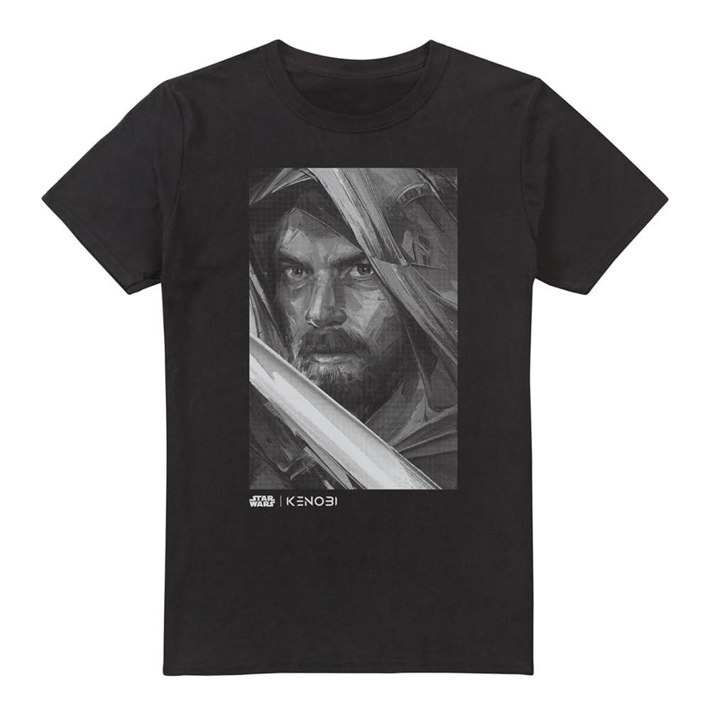Star Wars Mens Obi Wan Kenobi Mono Portrait T-Shirt XXL zwart