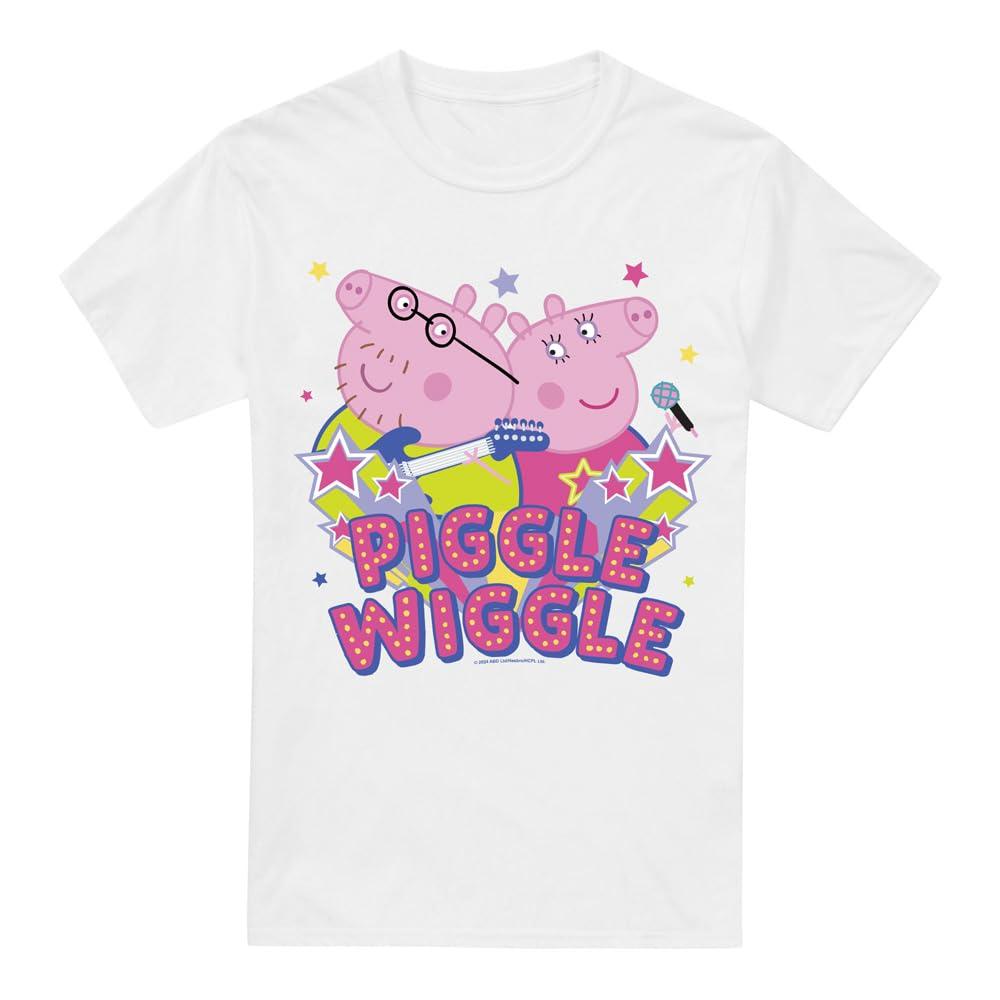 Peppa Pig Mens Piggle Wiggle Mummy Pig Daddy pig T-Shirt XL wit